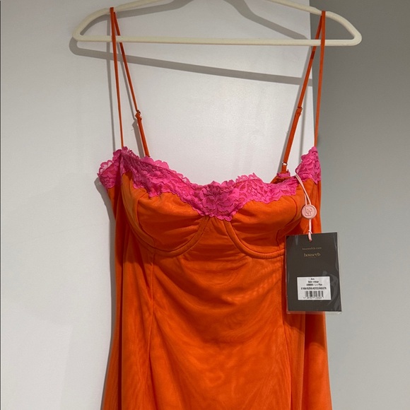 House of CB Aiza Flame Orange Lace Corset Maxi Dress NWT - Picture 14 of 16